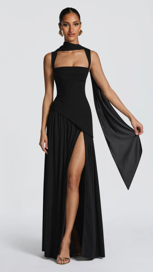 Elisa | Vestido Liso Con Abertura
