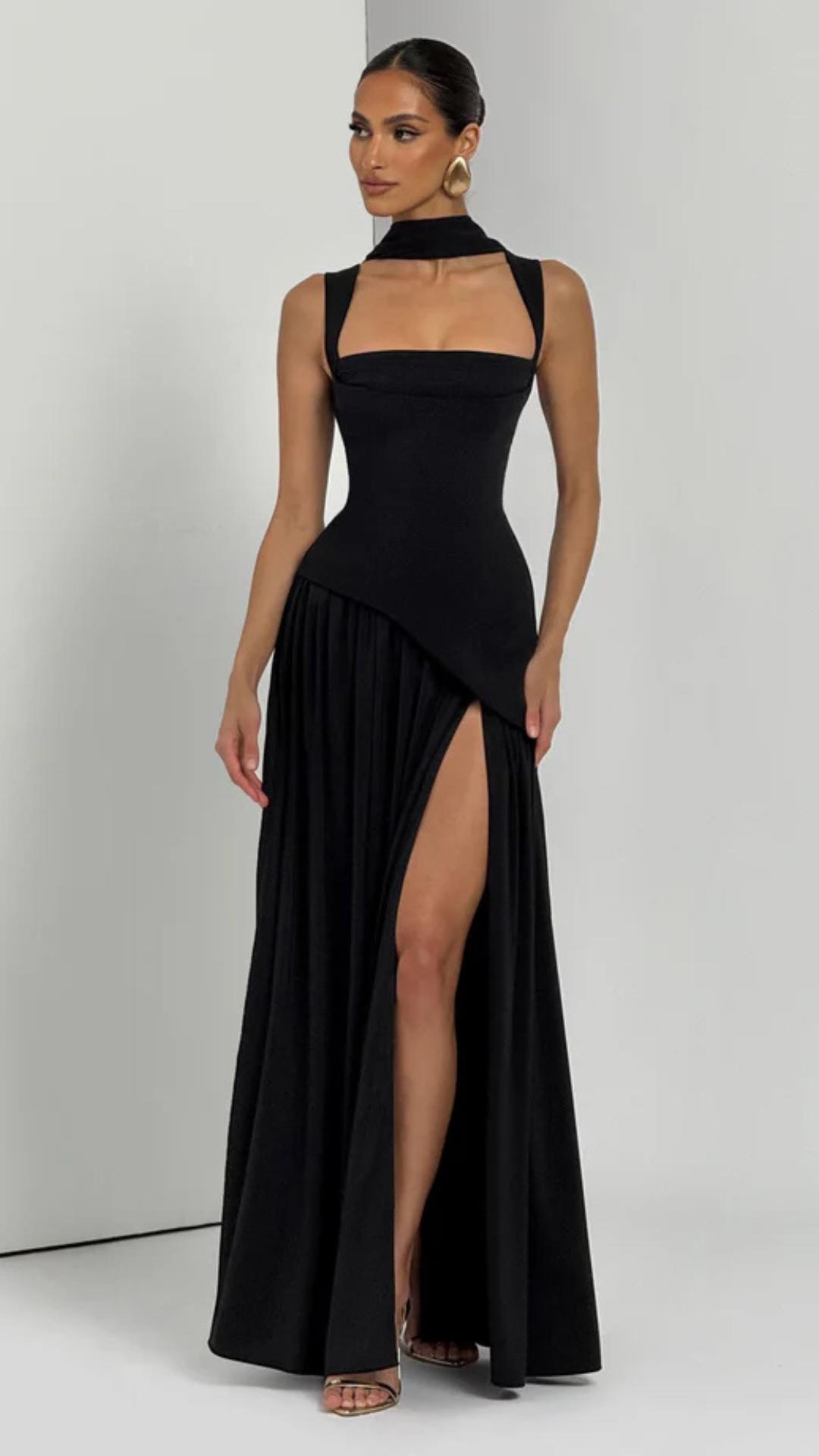Elisa | Vestido Liso Con Abertura