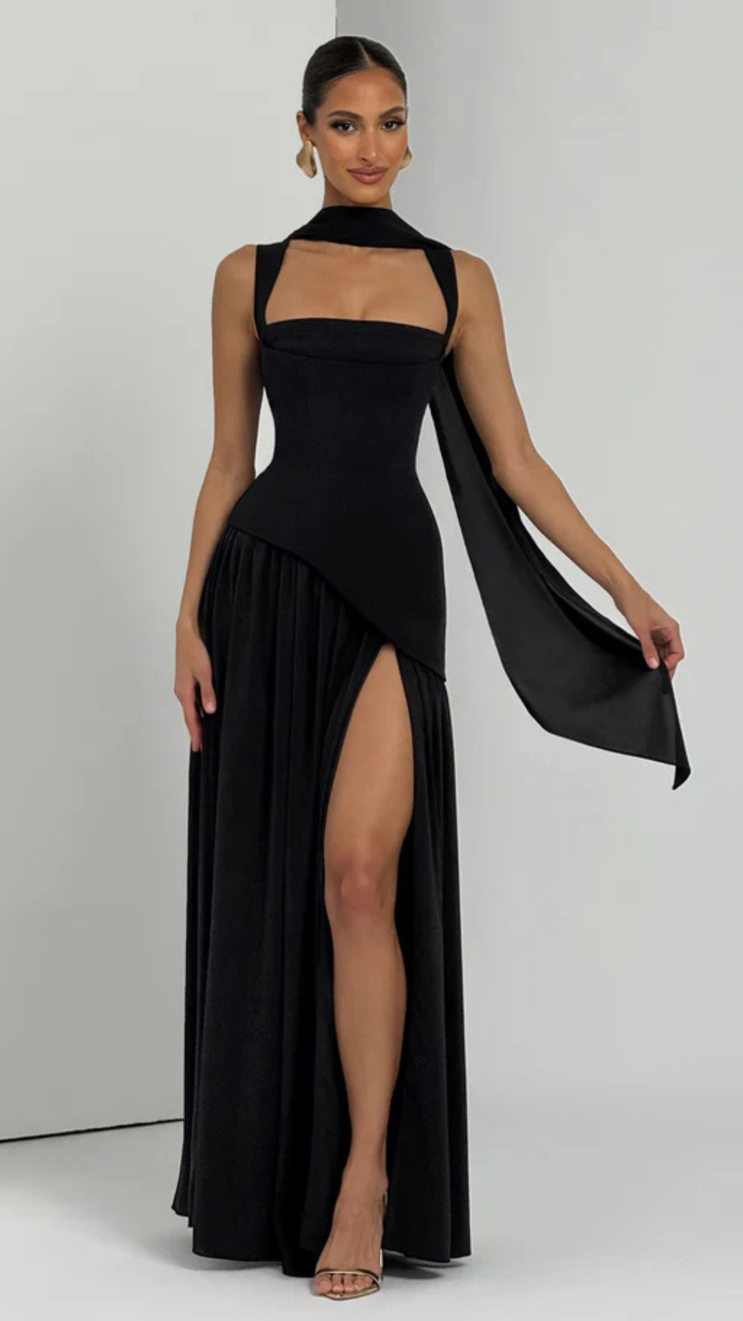 Elisa | Vestido Liso Con Abertura