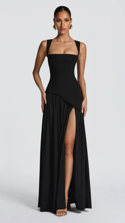 Elisa | Vestido Liso Con Abertura