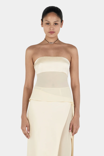 Patricia | Vestido Crema Sin Tirantes