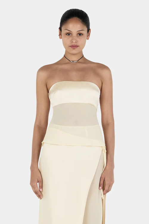 Patricia | Vestido Crema Sin Tirantes