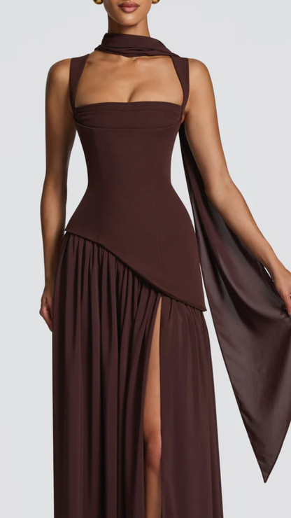 Elisa | Vestido Liso Con Abertura