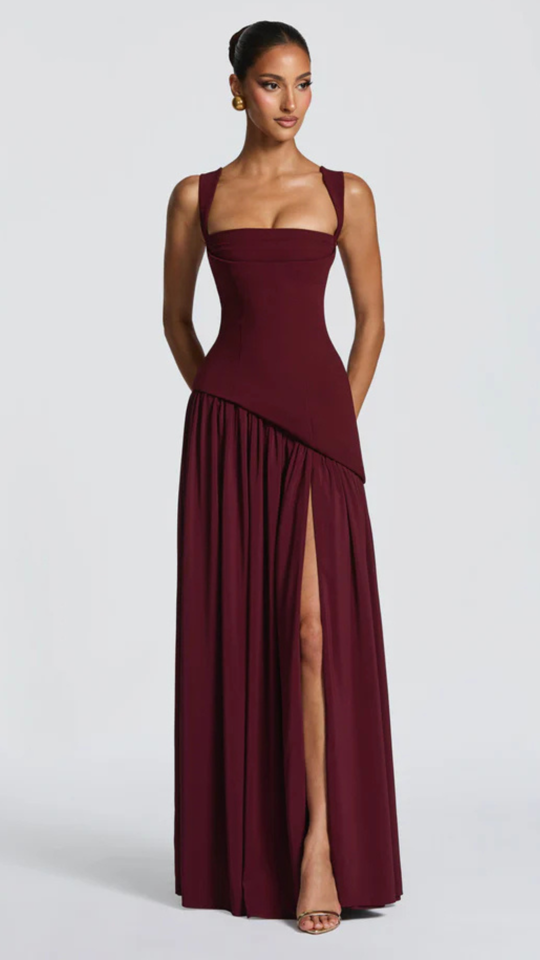 Elisa | Vestido Liso Con Abertura