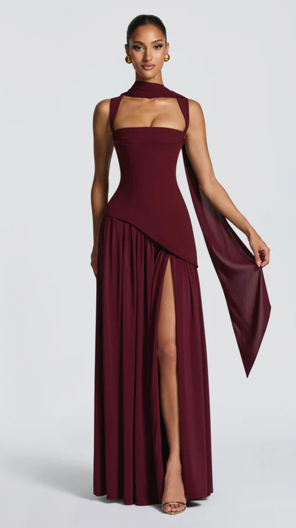 Elisa | Vestido Liso Con Abertura