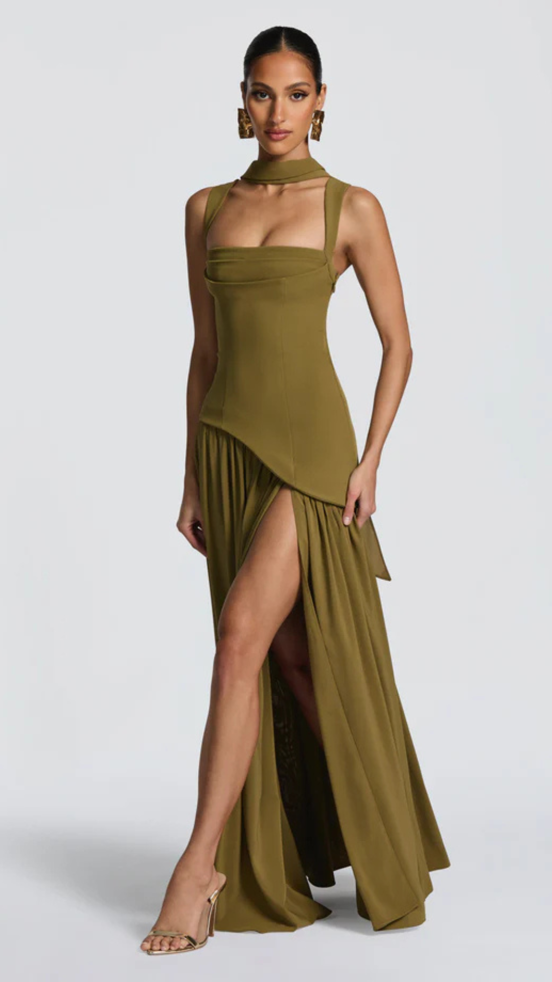 Elisa | Vestido Liso Con Abertura