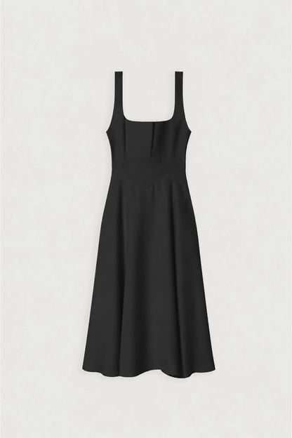 Vestido Midi De Cuello Cuadrado