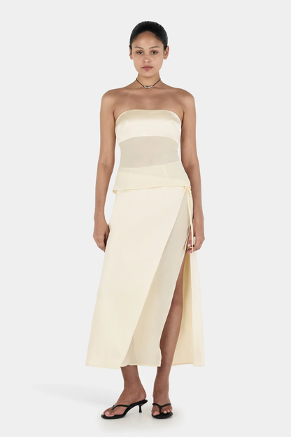 Patricia | Vestido Crema Sin Tirantes