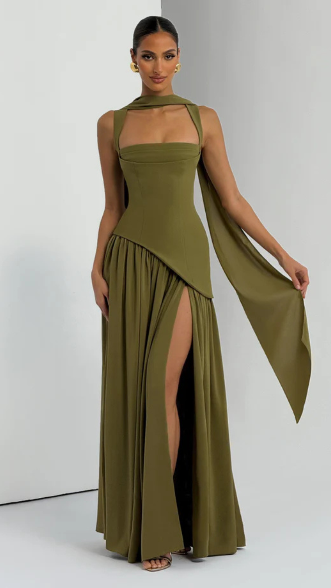 Elisa | Vestido Liso Con Abertura