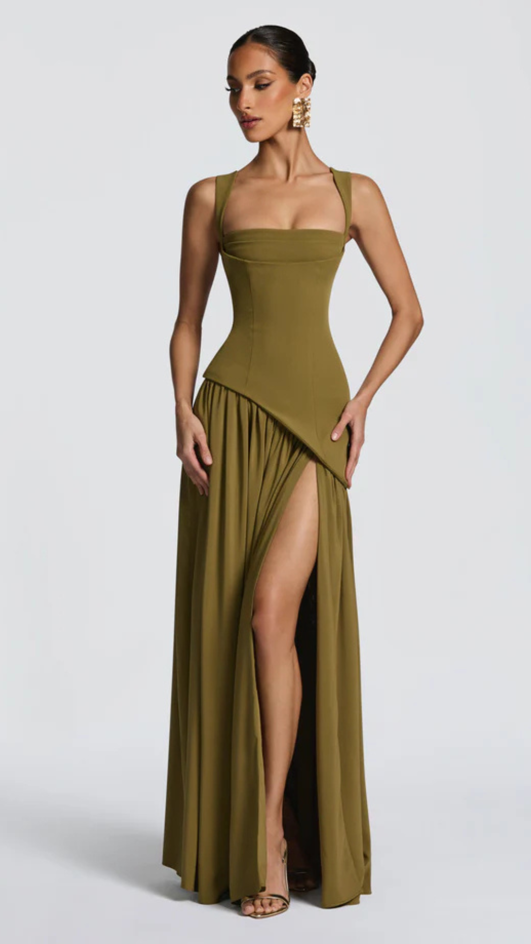 Elisa | Vestido Liso Con Abertura